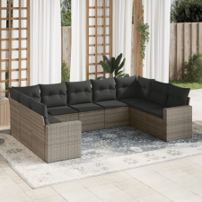 vidaXL 9-részes szürke polyrattan kerti ülőgarnitúra párnákkal kerti bútor
