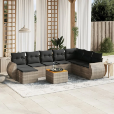vidaXL 9-részes szürke polyrattan kerti ülőgarnitúra párnákkal kerti bútor