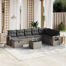 vidaXL 9-részes szürke polyrattan kerti ülőgarnitúra párnákkal kerti bútor