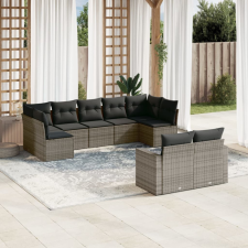 vidaXL 9-részes szürke polyrattan kerti ülőgarnitúra párnákkal kerti bútor