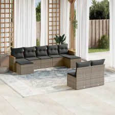 vidaXL 9-részes szürke polyrattan kerti ülőgarnitúra párnákkal kerti bútor