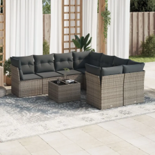 vidaXL 9-részes szürke polyrattan kerti ülőgarnitúra párnákkal kerti bútor