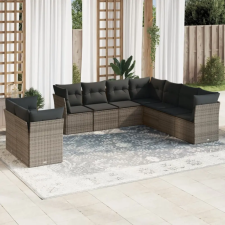 vidaXL 9-részes szürke polyrattan kerti ülőgarnitúra párnákkal kerti bútor