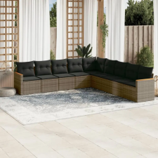 vidaXL 9-részes szürke polyrattan kerti ülőgarnitúra párnákkal kerti bútor