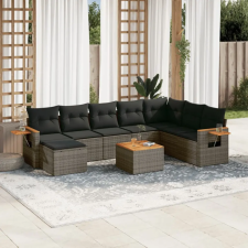 vidaXL 9-részes szürke polyrattan kerti ülőgarnitúra párnákkal kerti bútor