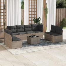 vidaXL 9-részes szürke polyrattan kerti ülőgarnitúra párnákkal kerti bútor
