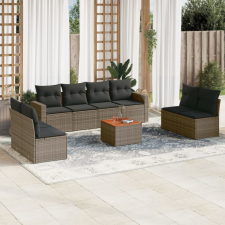vidaXL 9-részes szürke polyrattan kerti ülőgarnitúra párnákkal kerti bútor