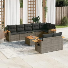 vidaXL 9-részes szürke polyrattan kerti ülőgarnitúra párnákkal kerti bútor
