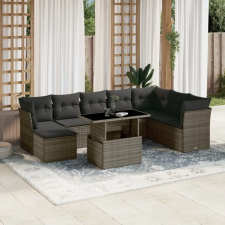 vidaXL 9 részes szürke polyrattan kerti ülőgarnitúra párnákkal kerti bútor