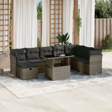 vidaXL 9 részes szürke polyrattan kerti ülőgarnitúra párnákkal kerti bútor