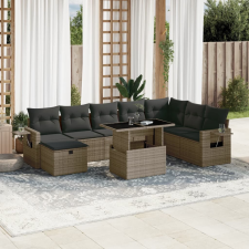 vidaXL 9 részes szürke polyrattan kerti ülőgarnitúra párnákkal kerti bútor