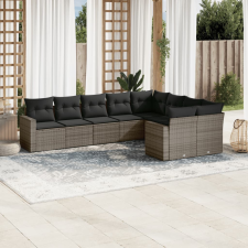 vidaXL 9 részes szürke polyrattan kerti ülőgarnitúra párnákkal kerti bútor