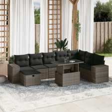 vidaXL 9 részes szürke polyrattan kerti ülőgarnitúra párnákkal kerti bútor