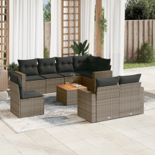 vidaXL 9 részes szürke polyrattan kerti ülőgarnitúra párnákkal kerti bútor