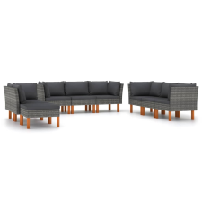 vidaXL 9 részes szürke polyrattan kerti ülőgarnitúra párnákkal (3059726) kerti bútor