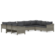 vidaXL 9 részes szürke polyrattan kerti ülőgarnitúra párnákkal (3187304) kerti bútor