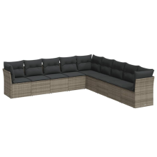 vidaXL 9-részes szürke polyrattan kerti ülőgarnitúra párnákkal (3217780) kerti bútor