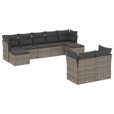 vidaXL 9-részes szürke polyrattan kerti ülőgarnitúra párnákkal (3218310) kerti bútor