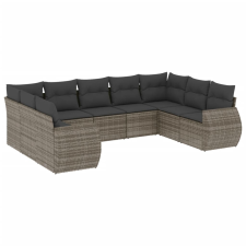 vidaXL 9-részes szürke polyrattan kerti ülőgarnitúra párnákkal (3221799) kerti bútor