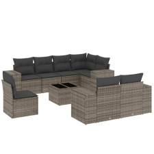 vidaXL 9-részes szürke polyrattan kerti ülőgarnitúra párnákkal (3222849) kerti bútor