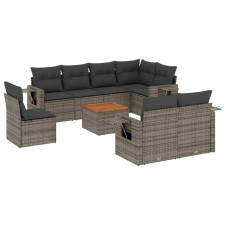 vidaXL 9-részes szürke polyrattan kerti ülőgarnitúra párnákkal (3224660) kerti bútor