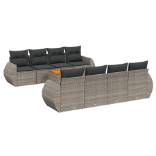 vidaXL 9-részes szürke polyrattan kerti ülőgarnitúra párnákkal (3224926) kerti bútor