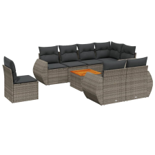 vidaXL 9-részes szürke polyrattan kerti ülőgarnitúra párnákkal (3225101) kerti bútor