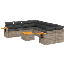 vidaXL 9-részes szürke polyrattan kerti ülőgarnitúra párnákkal (3226669) kerti bútor