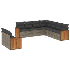vidaXL 9-részes szürke polyrattan kerti ülőgarnitúra párnákkal (3227782) kerti bútor