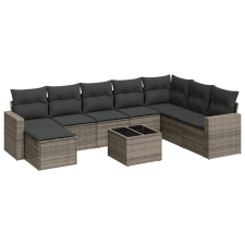 vidaXL 9-részes szürke polyrattan kerti ülőgarnitúra párnákkal (3251707) kerti bútor