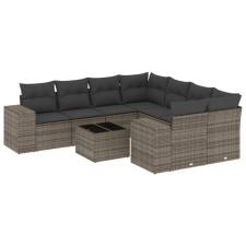 vidaXL 9-részes szürke polyrattan kerti ülőgarnitúra párnákkal (3254697) kerti bútor