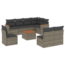 vidaXL 9-részes szürke polyrattan kerti ülőgarnitúra párnákkal (3258455) kerti bútor