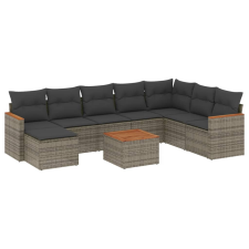 vidaXL 9-részes szürke polyrattan kerti ülőgarnitúra párnákkal (3258658) kerti bútor