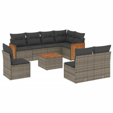 vidaXL 9-részes szürke polyrattan kerti ülőgarnitúra párnákkal (3260135) kerti bútor