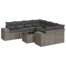 vidaXL 9 részes szürke polyrattan kerti ülőgarnitúra párnákkal (3326771) kerti bútor