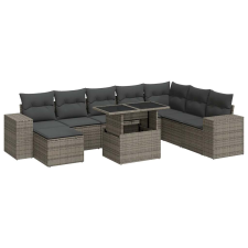vidaXL 9 részes szürke polyrattan kerti ülőgarnitúra párnákkal (3326851) kerti bútor