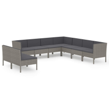 vidaXL 9 részes szürke polyrattan kertibútor-garnitúra párnákkal (3094470) kerti bútor
