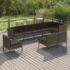 vidaXL 9 részes szürke polyrattan ülőgarnitúra párnákkal