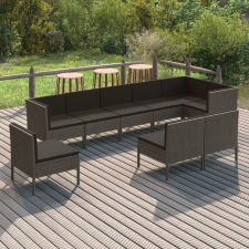 vidaXL 9 részes szürke polyrattan ülőgarnitúra párnákkal kerti bútor