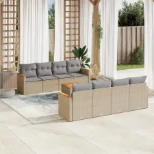vidaXL 9 részes vegyes bézs polyrattan kerti ülőgarnitúra párnákkal kerti bútor
