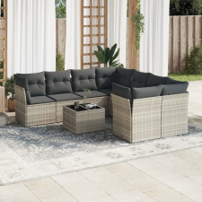 vidaXL 9 részes világosszürke polyrattan kerti ülőgarnitúra párnával kerti bútor