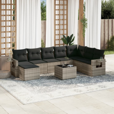 vidaXL 9 részes világosszürke polyrattan kerti ülőgarnitúra párnával kerti bútor