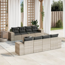 vidaXL 9 részes világosszürke polyrattan kerti ülőgarnitúra párnával kerti bútor