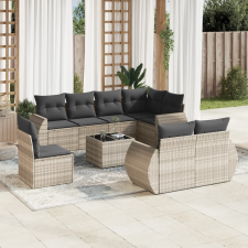 vidaXL 9 részes világosszürke polyrattan kerti ülőgarnitúra párnával kerti bútor