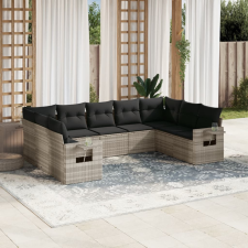 vidaXL 9 részes világosszürke polyrattan kerti ülőgarnitúra párnával kerti bútor