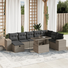 vidaXL 9 részes világosszürke polyrattan kerti ülőgarnitúra párnával kerti bútor
