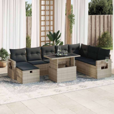 vidaXL 9 részes világosszürke polyrattan kerti ülőgarnitúra párnával kerti bútor