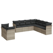 vidaXL 9 részes világosszürke polyrattan kerti ülőgarnitúra párnával (3217842) kerti bútor
