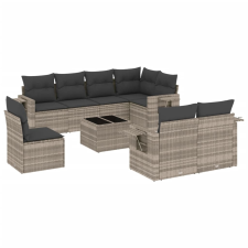 vidaXL 9 részes világosszürke polyrattan kerti ülőgarnitúra párnával (3220451) kerti bútor
