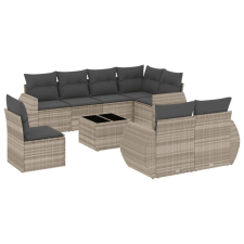 vidaXL 9 részes világosszürke polyrattan kerti ülőgarnitúra párnával (3221651) kerti bútor